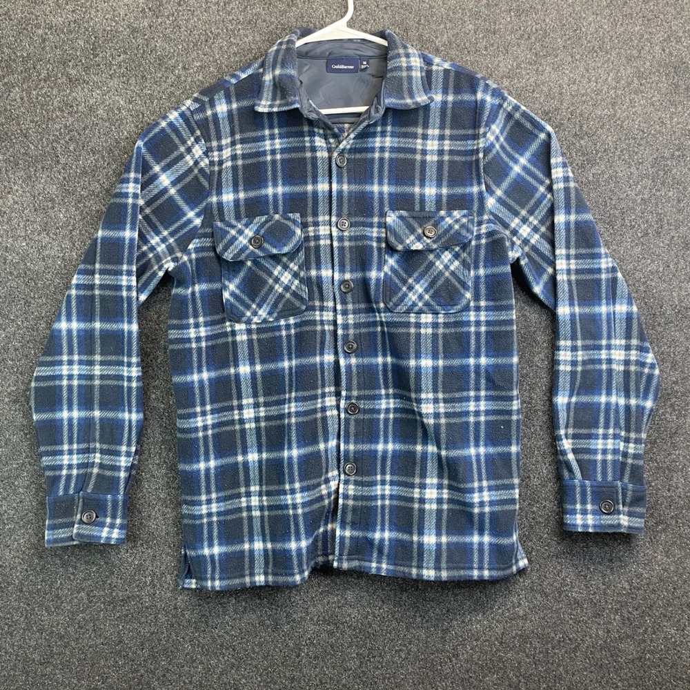 Croft & Barrow Plaid Fleece Button Down Shirt Men's Medium Blue